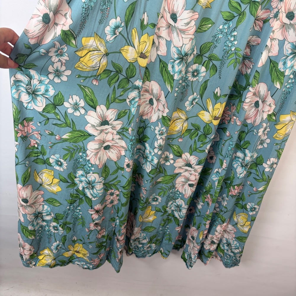Torrid Maxi Dress Women 3 Blue Floral Pockets Adjustable Straps V-Neck Sun Dress - Picture 11 of 11
